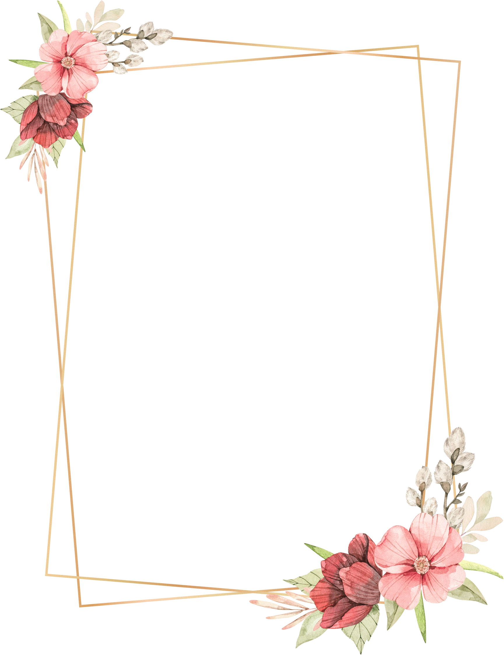 Rectangular Golden Floral Frame